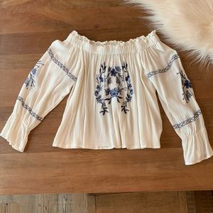 Off-the-shoulder White American Eagle Top